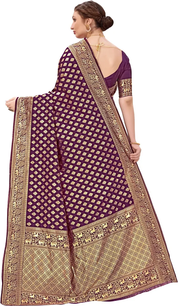 Sariya_Purple_Banarasi_Silk_Blend_Jacquard_Butti_Woven_Saree_For_Women_|_With_Blouse_Piece