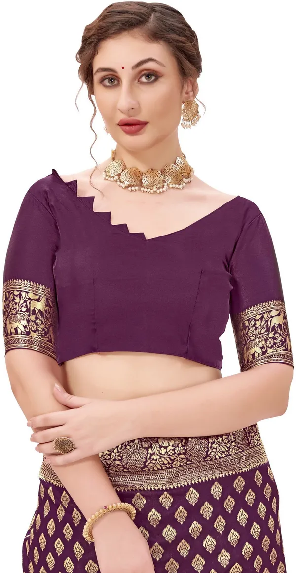 Sariya_Purple_Banarasi_Silk_Blend_Jacquard_Butti_Woven_Saree_For_Women_|_With_Blouse_Piece