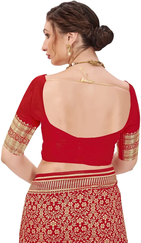 Red_Banarasi_Silk_Blend_Jacquard_Floral_Woven_Saree_For_Women_|_With_Blouse_Piece