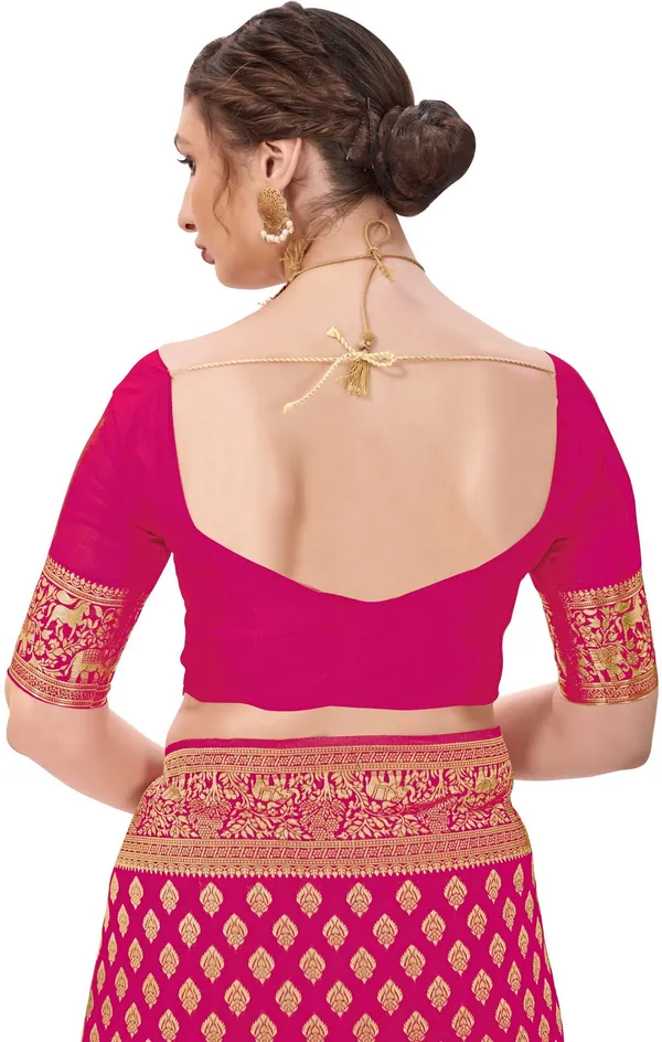 Pink_Banarasi_Silk_Blend_Jacquard_Woven_Saree_For_Women_|_With_Blouse_Piece