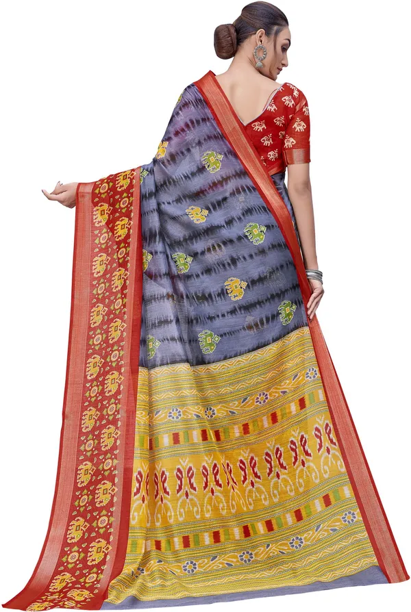Sariya_Red_Grey_Cotton_Silk_Shibori_Print_Zari_Border_Saree_For_Women_|_With_Blouse_Piece