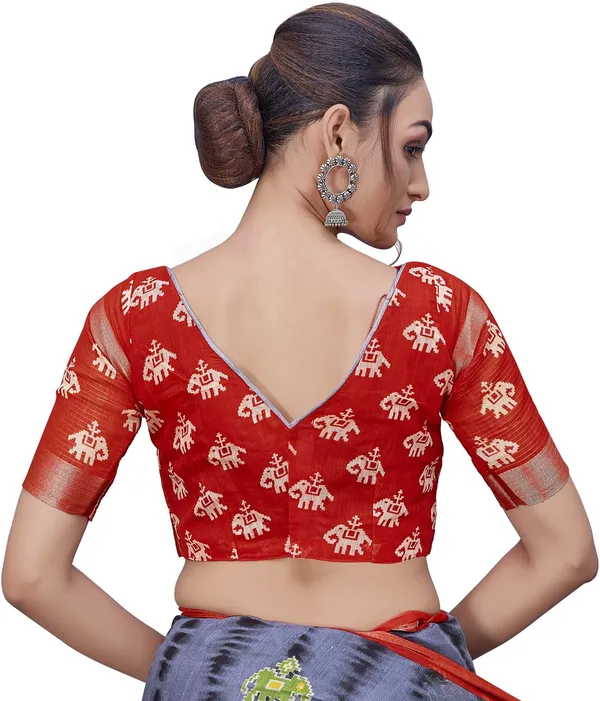 Sariya_Red_Grey_Cotton_Silk_Shibori_Print_Zari_Border_Saree_For_Women_|_With_Blouse_Piece