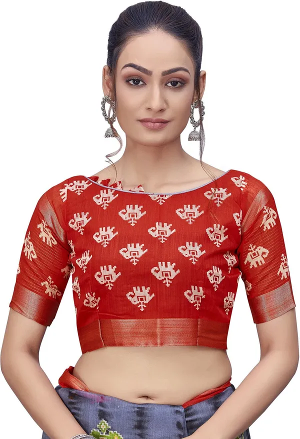 Sariya_Red_Grey_Cotton_Silk_Shibori_Print_Zari_Border_Saree_For_Women_|_With_Blouse_Piece