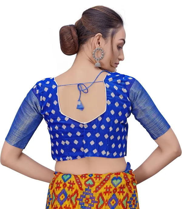 Blue_Mustard_Cotton_Silk_Patola_Print_Saree_For_Women_|_With_Blouse_Piece