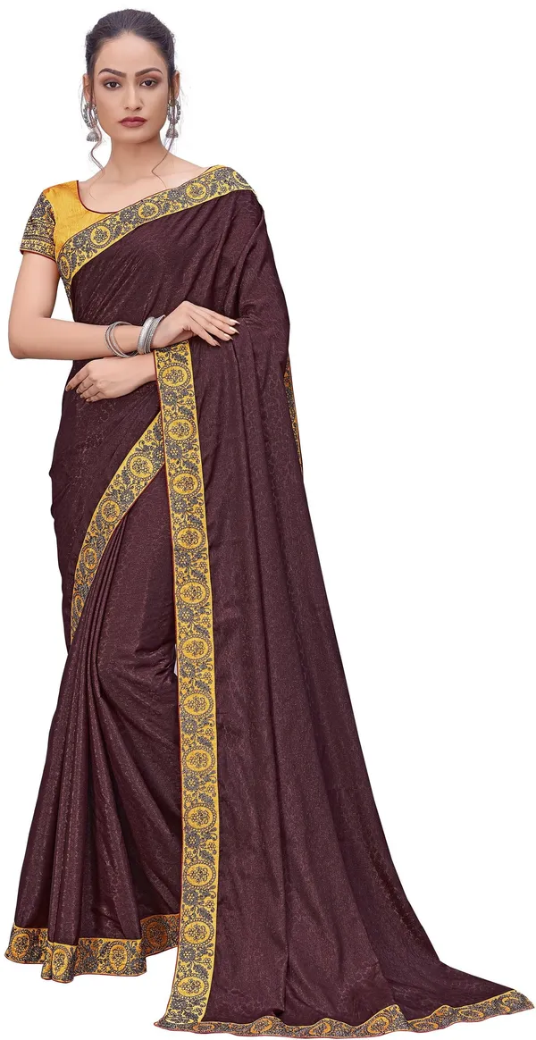 Brown_Georgette_Embroidered_Border_Silk_Blend_Saree_For_Women_|_With_Blouse_Piece