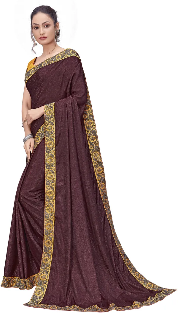 Brown_Georgette_Embroidered_Border_Silk_Blend_Saree_For_Women_|_With_Blouse_Piece