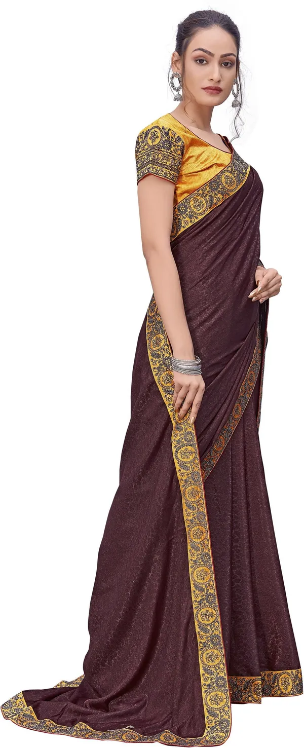 Brown_Georgette_Embroidered_Border_Silk_Blend_Saree_For_Women_|_With_Blouse_Piece