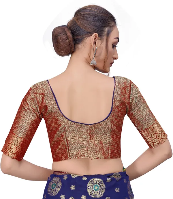 Red_Blue_Banarasi_Silk_Blend_Woven_Jacquard_Saree_For_Women_|_With_Blouse_Piece