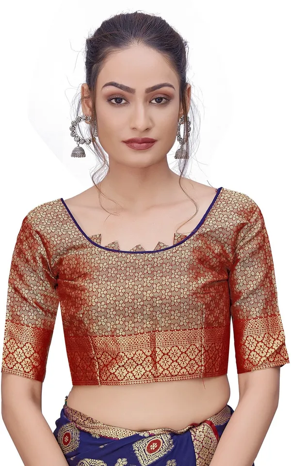 Red_Blue_Banarasi_Silk_Blend_Woven_Jacquard_Saree_For_Women_|_With_Blouse_Piece