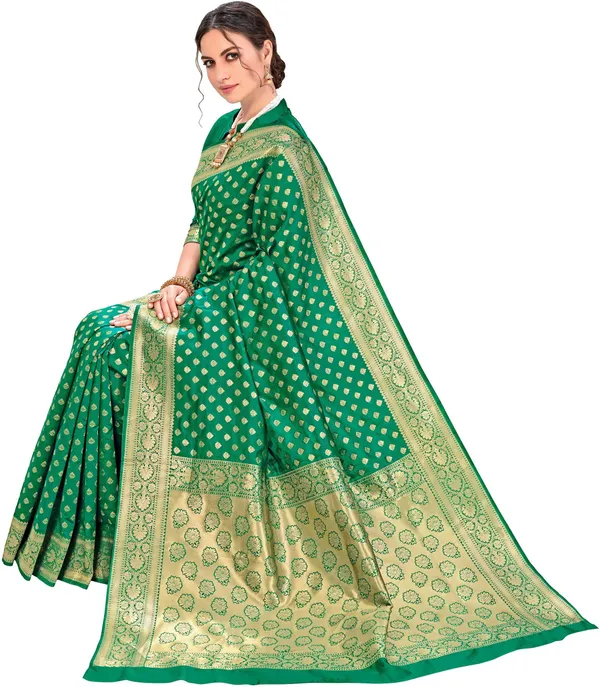 Green_Georgette_Woven_Kanjivaram_Jacquard_Saree_For_Women_|_With_Blouse_Piece