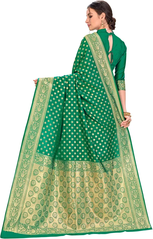 Green_Georgette_Woven_Kanjivaram_Jacquard_Saree_For_Women_|_With_Blouse_Piece