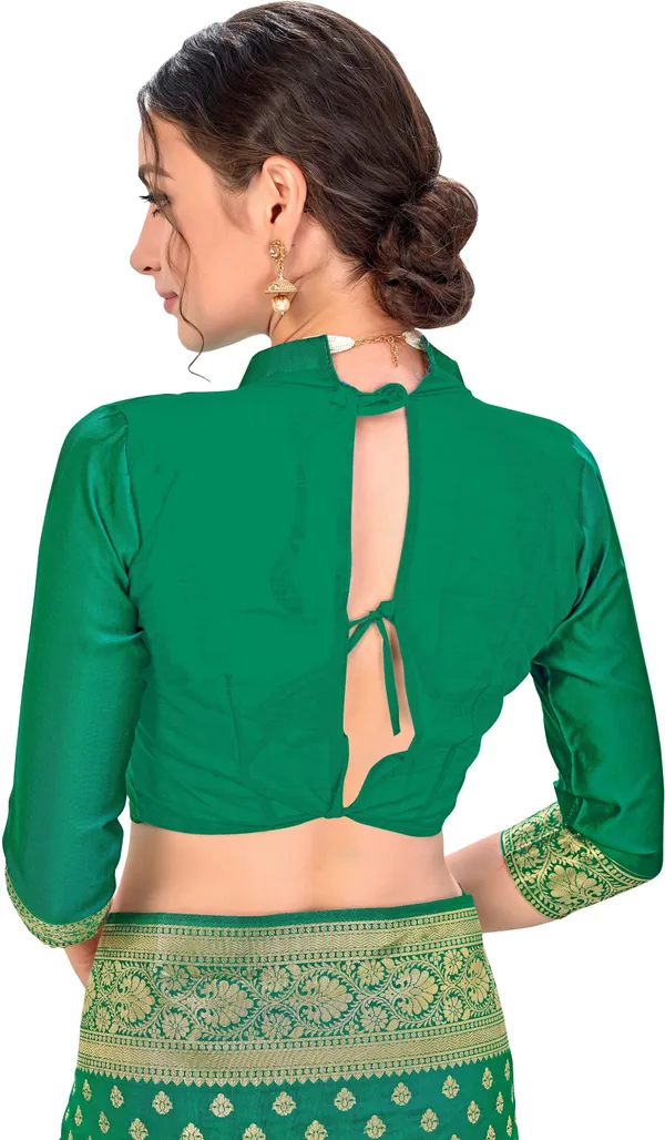 Green_Georgette_Woven_Kanjivaram_Jacquard_Saree_For_Women_|_With_Blouse_Piece