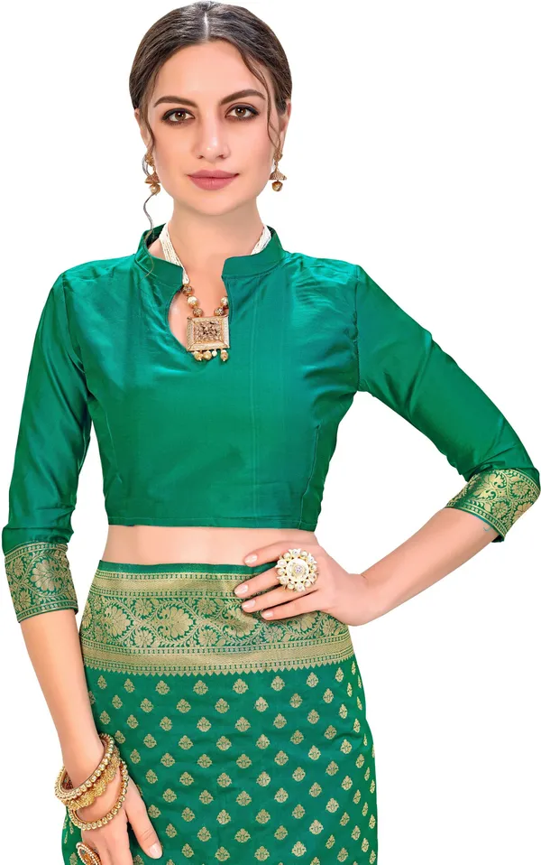 Green_Georgette_Woven_Kanjivaram_Jacquard_Saree_For_Women_|_With_Blouse_Piece