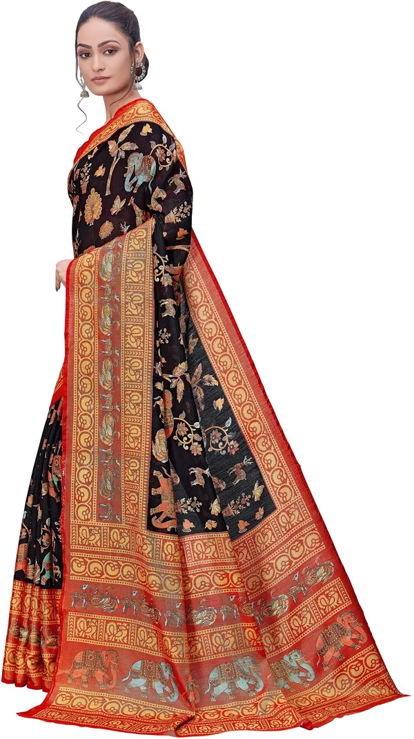 Black_Brasso_Printed_Kalamkari_Saree_For_Women_|_With_Blouse_Piece
