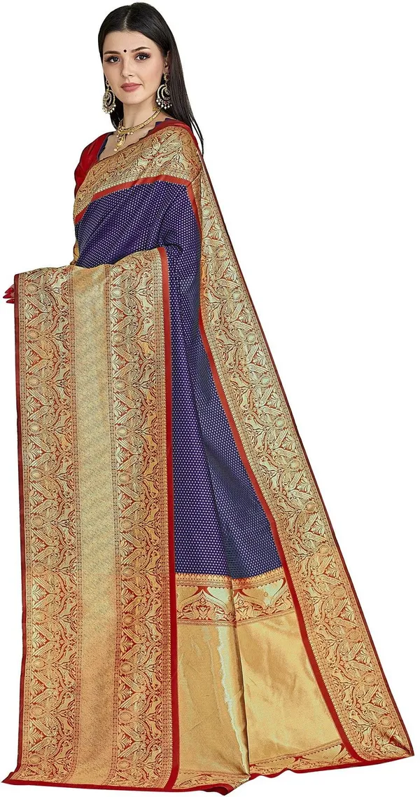 Red_Blue_Georgette_Woven_Banarasi_Jacquard_Saree_For_Women_|_With_Blouse_Piece