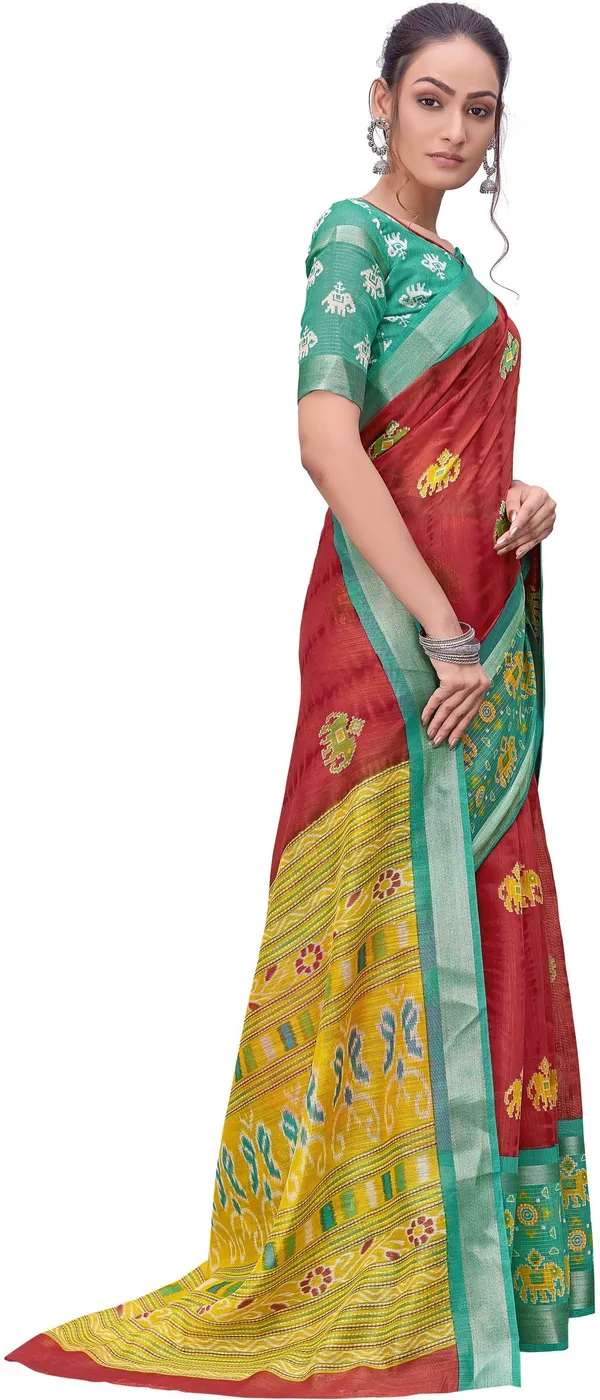 Red_Cotton_Silk_Kalamkari_Shibori_Print_Saree_For_Women_|_With_Blouse_Piece