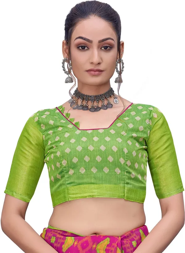 Blue_Pink_Cotton_Silk_Patola_Printed_Zari_Border_Saree_For_Women_|_With_Blouse_Piece