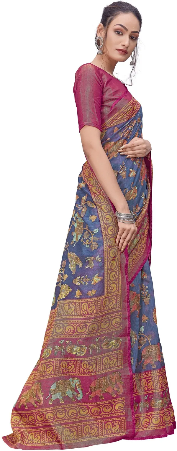 Red_Blue_Brasso_Kalamkari_Printed_Saree_For_Women_|_With_Blouse_Piece