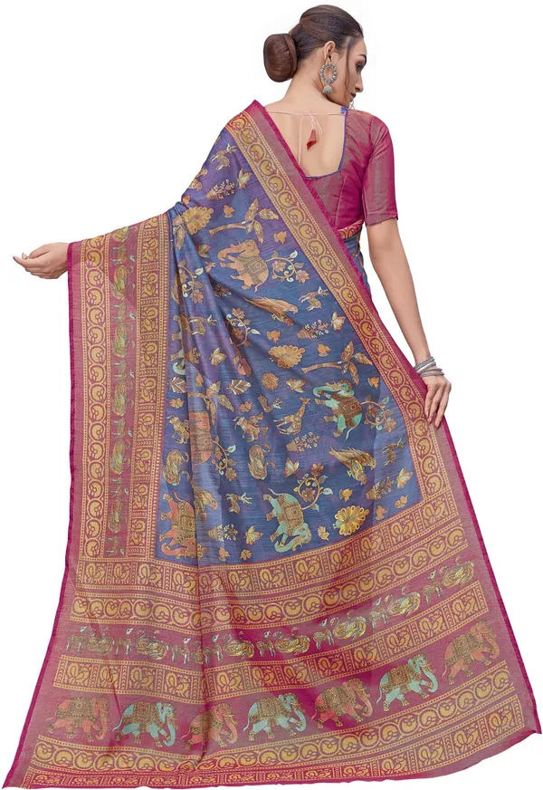Red_Blue_Brasso_Kalamkari_Printed_Saree_For_Women_|_With_Blouse_Piece