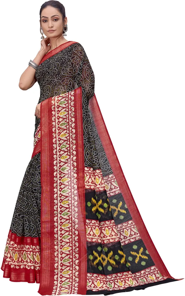 Red_Black_Cotton_Silk_Bandhani_Printed_Rajwadi_Saree_For_Women_|_With_Blouse_Piece