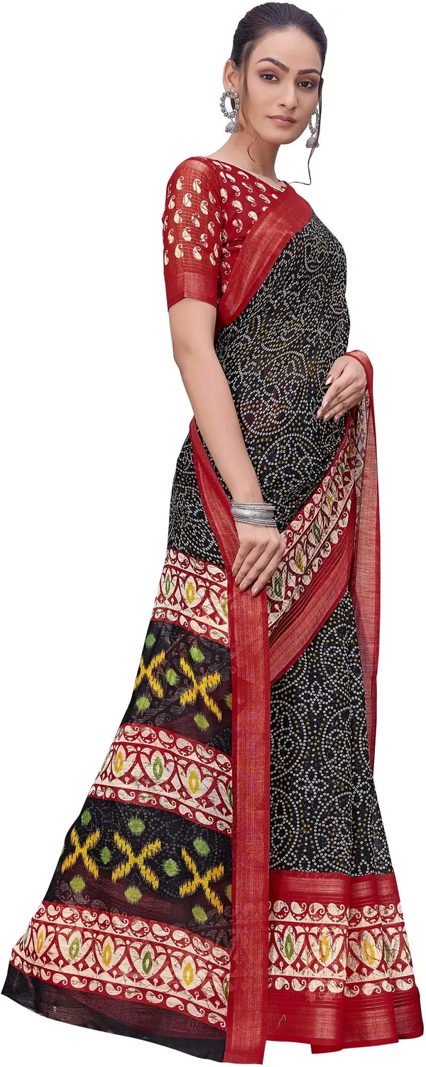 Red_Black_Cotton_Silk_Bandhani_Printed_Rajwadi_Saree_For_Women_|_With_Blouse_Piece