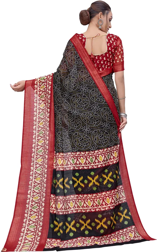 Red_Black_Cotton_Silk_Bandhani_Printed_Rajwadi_Saree_For_Women_|_With_Blouse_Piece