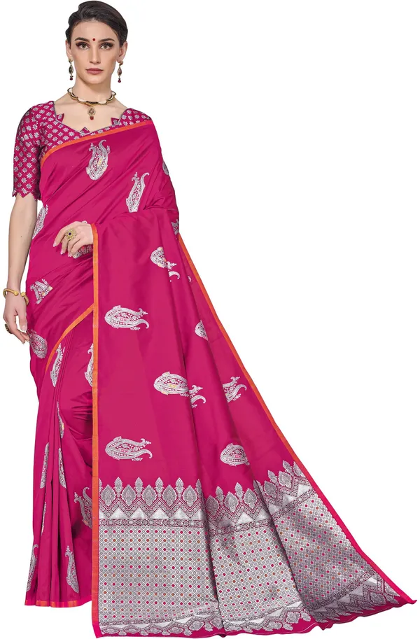 Pink_Georgette_Kanjivaram_Jacquard_Woven_Saree_For_Women_|_With_Blouse_Piece