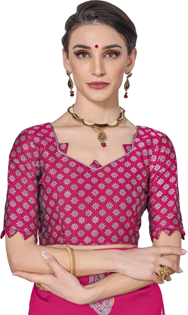 Pink_Georgette_Kanjivaram_Jacquard_Woven_Saree_For_Women_|_With_Blouse_Piece