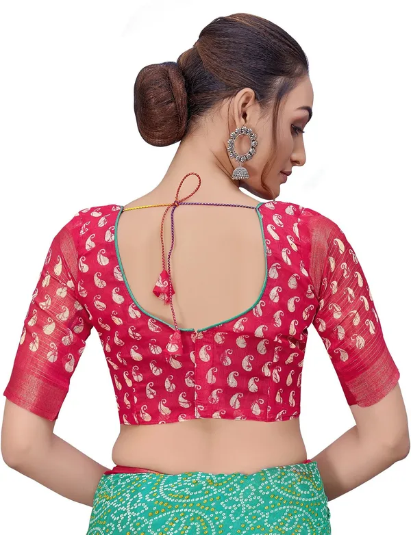 Pink_Light_Green_Cotton_Silk_Printed_Bandhani_Saree_For_Women_|_With_Blouse_Piece