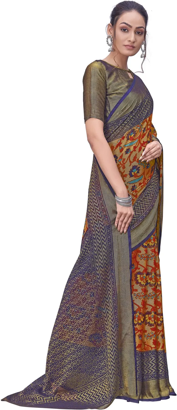 Red_Blue_Brasso_Printed_Ikkat_Floral_Jaal_Saree_For_Women_|_With_Blouse_Piece