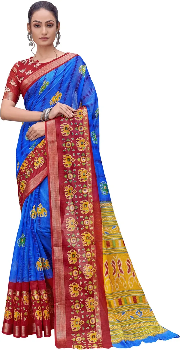 Red_Blue_Cotton_Silk_Shibori_Print_Saree_For_Women_|_With_Blouse_Piece