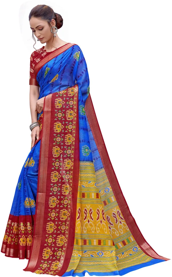 Red_Blue_Cotton_Silk_Shibori_Print_Saree_For_Women_|_With_Blouse_Piece