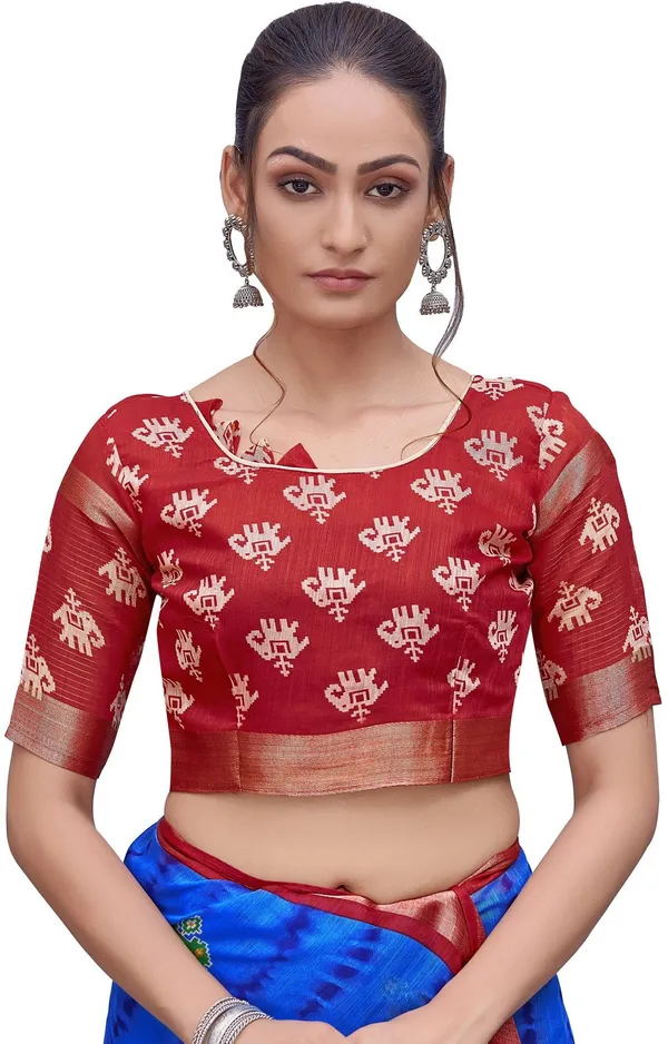 Red_Blue_Cotton_Silk_Shibori_Print_Saree_For_Women_|_With_Blouse_Piece