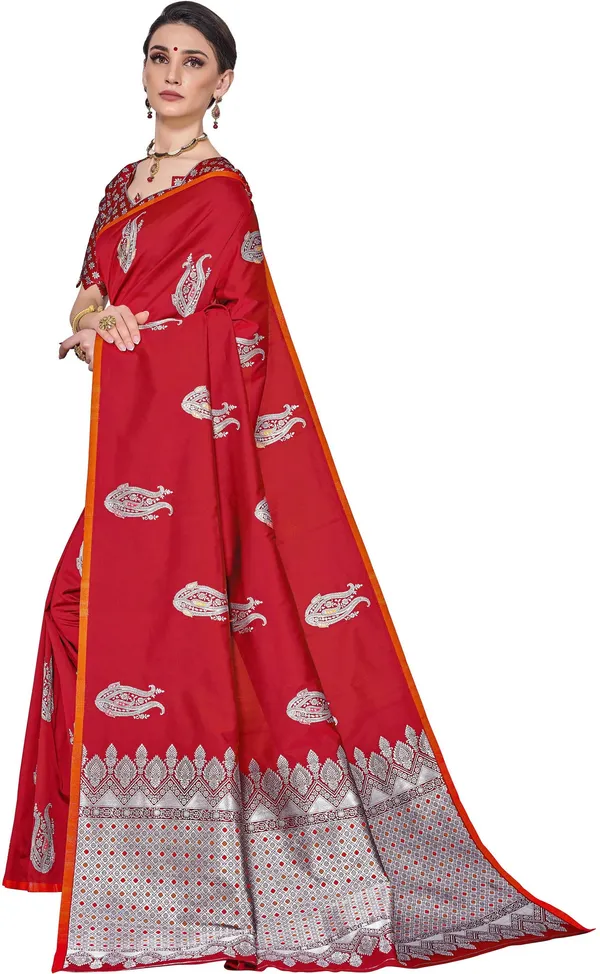 Red_Georgette_Woven_Kanjivaram_Jacquard_Saree_For_Women_|_With_Blouse_Piece