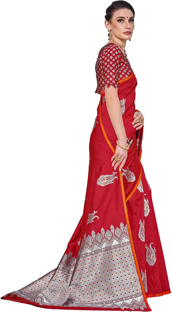 Red_Georgette_Woven_Kanjivaram_Jacquard_Saree_For_Women_|_With_Blouse_Piece