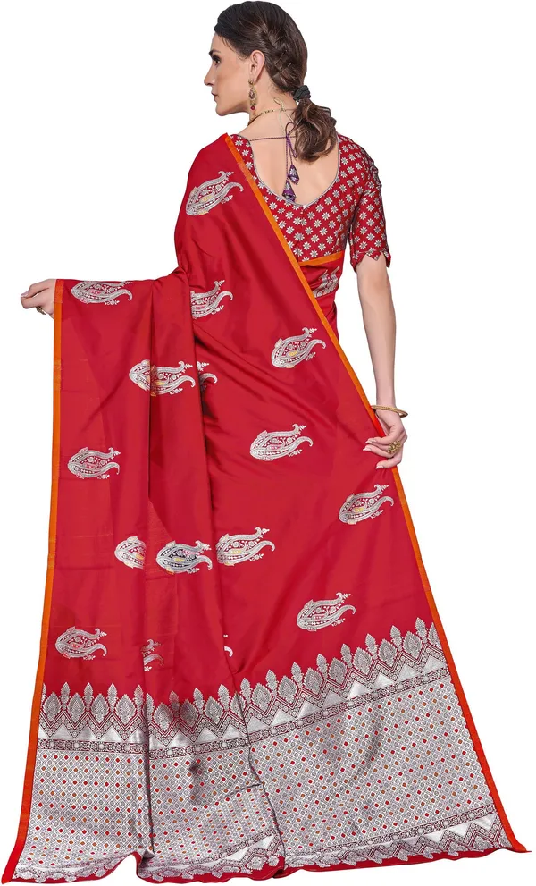 Red_Georgette_Woven_Kanjivaram_Jacquard_Saree_For_Women_|_With_Blouse_Piece