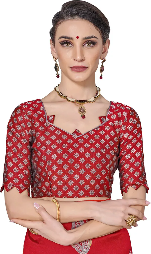 Red_Georgette_Woven_Kanjivaram_Jacquard_Saree_For_Women_|_With_Blouse_Piece