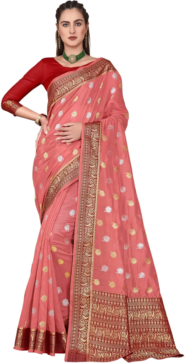Pink_Organza_Kanjivaram_Jacquard_Zari_Woven_Saree_For_Women_|_With_Blouse_Piece