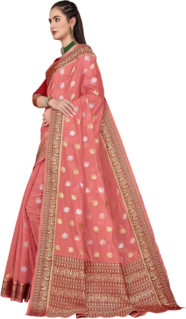 Pink_Organza_Kanjivaram_Jacquard_Zari_Woven_Saree_For_Women_|_With_Blouse_Piece