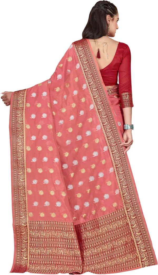 Pink_Organza_Kanjivaram_Jacquard_Zari_Woven_Saree_For_Women_|_With_Blouse_Piece