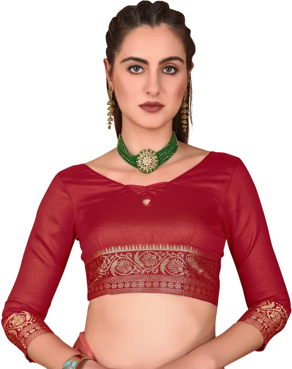 Pink_Organza_Kanjivaram_Jacquard_Zari_Woven_Saree_For_Women_|_With_Blouse_Piece