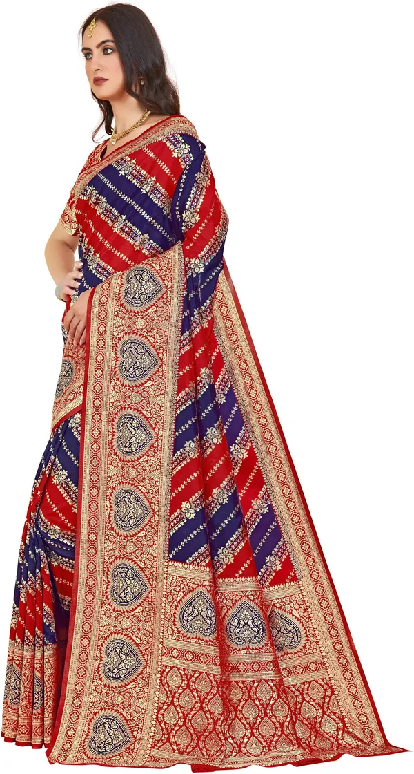 Sariya_Red_Banarasi_Jacquard_Golden_Thread_Floral_Woven_Saree_For_Women_|_With_Blouse_Piece