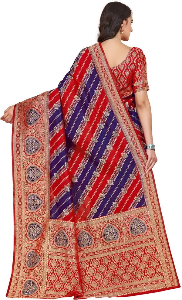 Sariya_Red_Banarasi_Jacquard_Golden_Thread_Floral_Woven_Saree_For_Women_|_With_Blouse_Piece