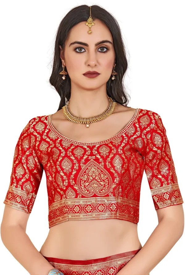 Sariya_Red_Banarasi_Jacquard_Golden_Thread_Floral_Woven_Saree_For_Women_|_With_Blouse_Piece