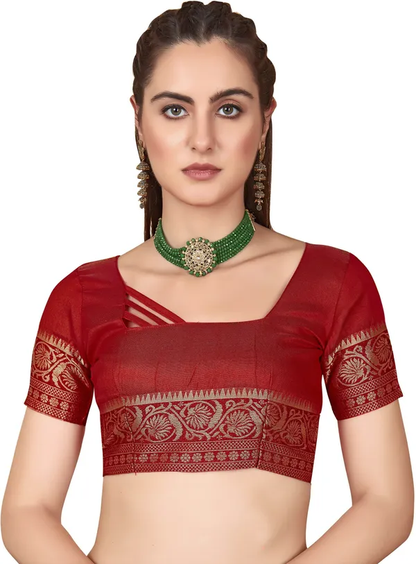 Grey_Organza_Jacquard_Kanjivaram_Woven_Saree_For_Women_|_With_Blouse_Piece