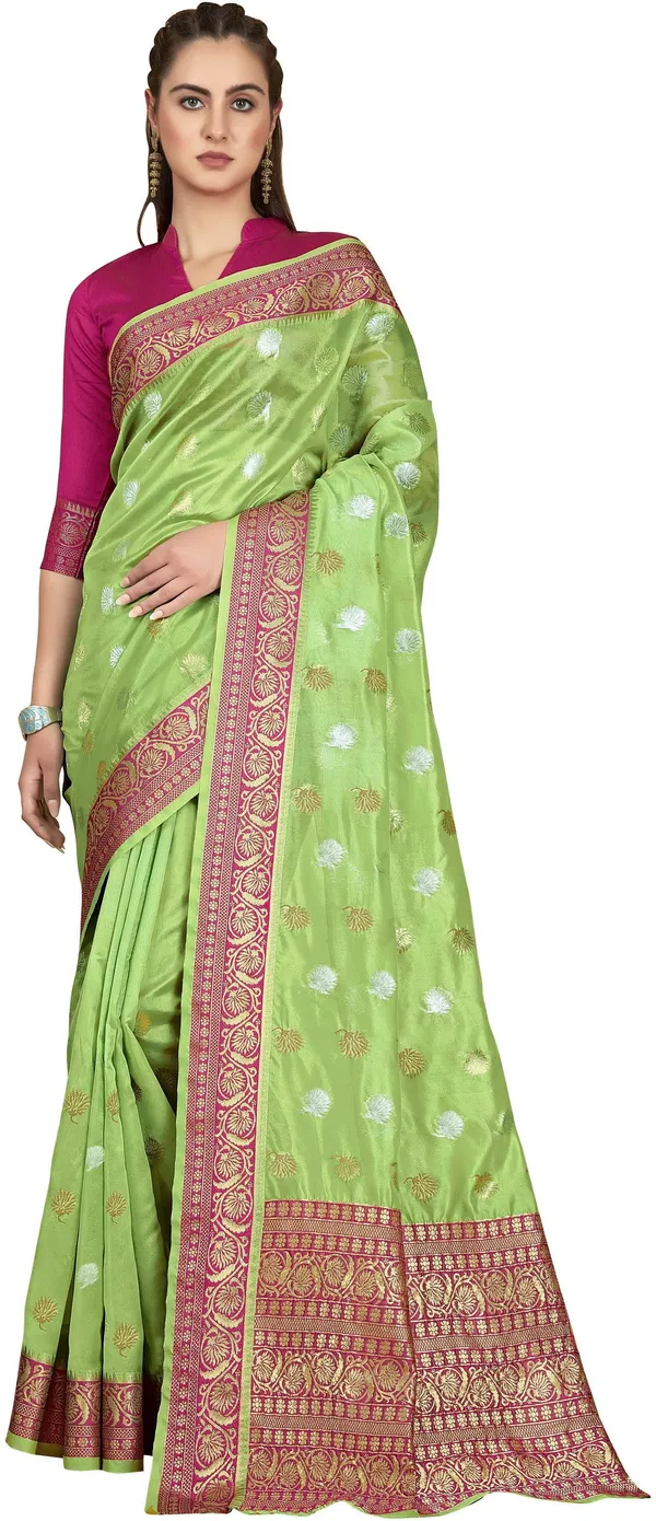 Green_Kanjivaram_Organza_Jacquard_Zari_Woven_Saree_For_Women_|_With_Blouse_Piece