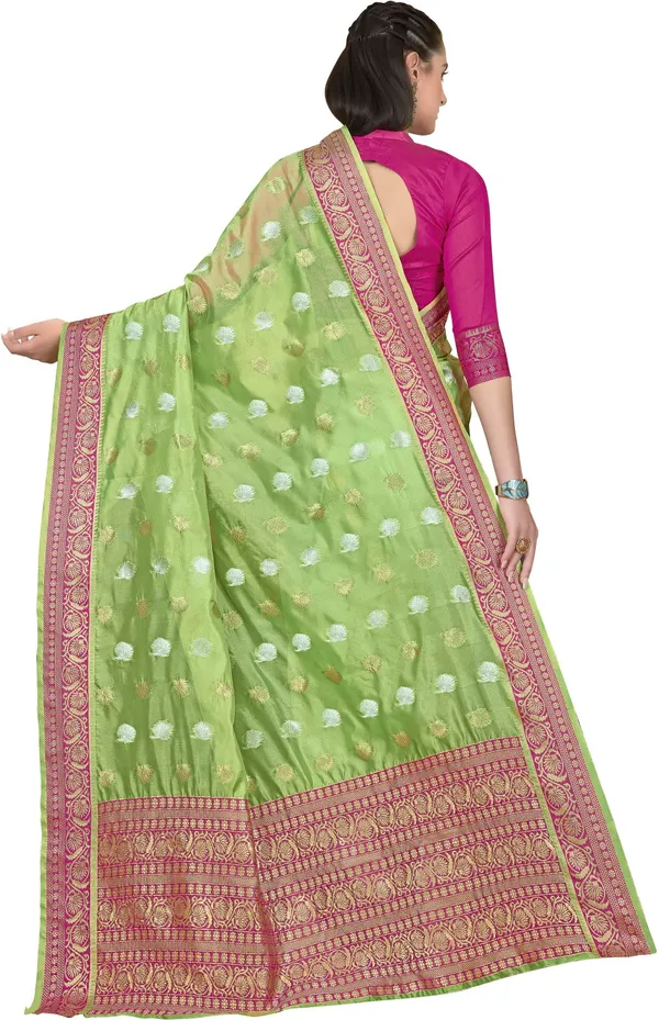 Green_Kanjivaram_Organza_Jacquard_Zari_Woven_Saree_For_Women_|_With_Blouse_Piece