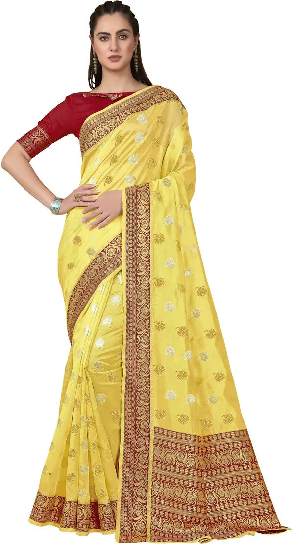 Yellow_Organza_Kanjivaram_Zari_Jacquard_Woven_Saree_For_Women_|_With_Blouse_Piece