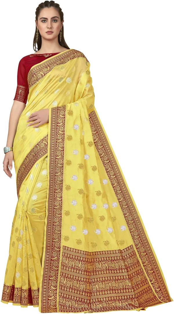 Yellow_Organza_Kanjivaram_Zari_Jacquard_Woven_Saree_For_Women_|_With_Blouse_Piece