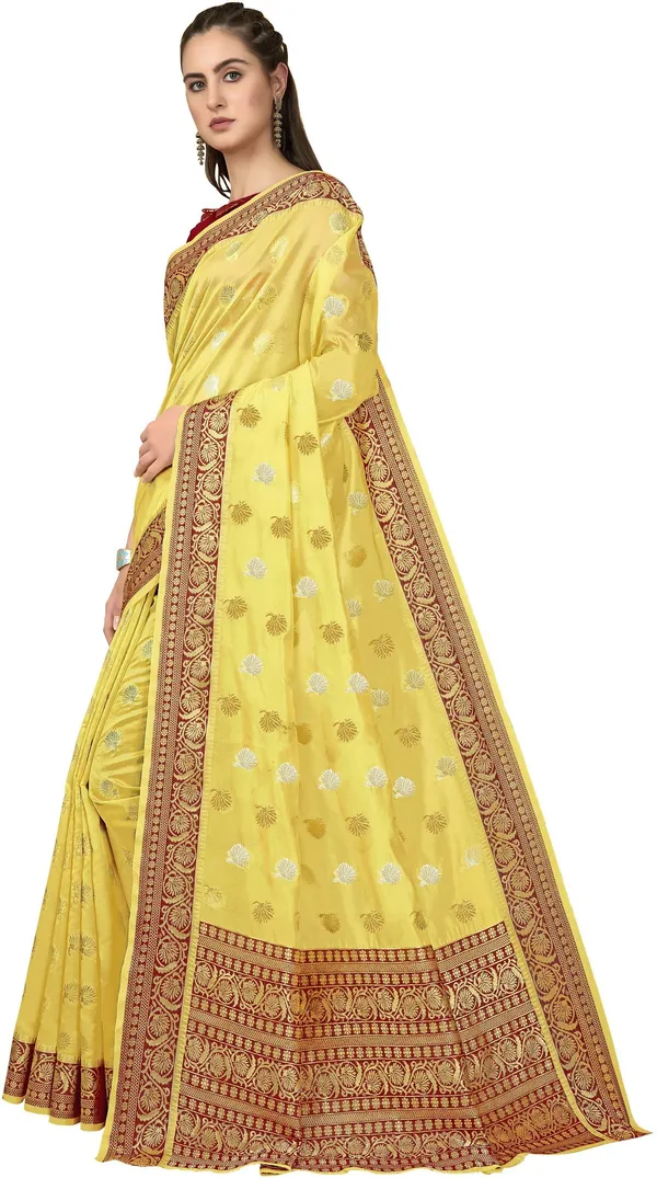 Yellow_Organza_Kanjivaram_Zari_Jacquard_Woven_Saree_For_Women_|_With_Blouse_Piece